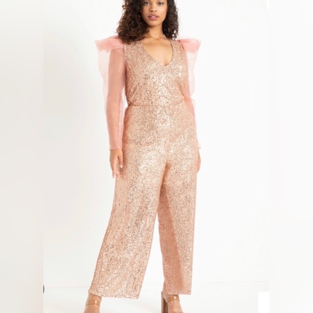 Eloquii Pink Sequin Jumpsuit